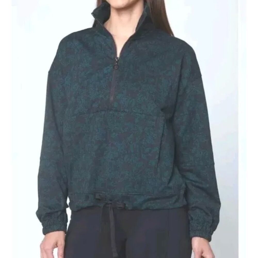 NWT Mondetta botanical print quarter zip fleece lined sweatshirt